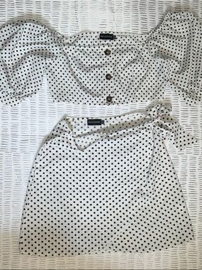 PrettyLittleThing White Mini Skirt with Black Polka Dots